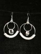 Miao Silver Ear Rings Hyperbolic Atmospheric Fashion Earbuds Stage Performance Bridal Ear Accessories Sweet and Female Ear Nails Nets Red Korean Version