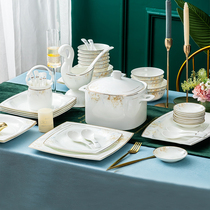 Dish suit Home Nordic Jingdezhen Ceramic cutlery Light Extravagant Bowl chopstick Joe accommodate Bone Porcelain Bowl spoons combination