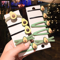 Avocado green hair accessories Korean cross hairclip girl cute edge clip small leather band Net red clip card child headgear