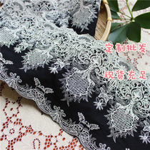 New black and white vintage pineapple flower embroidery cotton lace curtain bedding sofa tablecloth fabric fabric