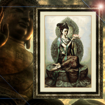 ABV San Pure Cotton Precision Cross embroidery living room oil painting full of embroidery characters Dunhuang series auspicious lotus