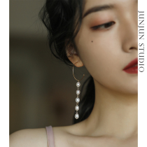 JUNJUN Homemade Face-style Retro Freshwater Pearl Earrings Earrings Womans Temperament Circle Ear USA 14k Note