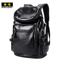 borggens Korean version Double shoulder bag men leisure backpacks travel on business trips big capacity sports students school bag leather bag