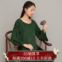 Sunny Lan-Chinese style Chinese style zen mantra clothes tencel young and large sleeves handmade tea sweaty overstretched blouses