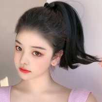 Pony-tailed wig female short strap long straight hair fake ponytail Net red micro-roll eversion braid natural lifelike hair tail