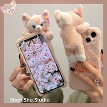 Cute plush Lingina Belle applies iPhone12promax Apple 13 phone shell Cubic silicone anti-fall winter