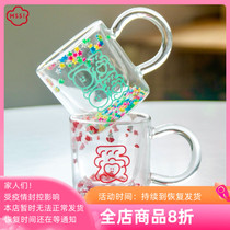 MSS Meow Surgery LOVELY GIRL HEART 200ml HEAT RESISTANT DOUBLE GLASS CUP Popolor coffee Milk Tea