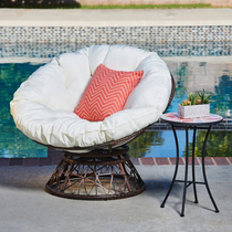 Outdoor lazy rattan chair round multifunctional swivel chair modern leisure sun chair balcony outdoor small table and chair combination