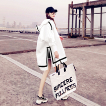 White sunscreen coat womens new summer 2021 thin long sleeve breathable outdoor loose windbreaker medium length
