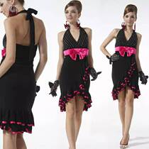 Olélan Gui Workshop Fashion Sexy Hanging Neck V Collar Writing True Clothing Nightclub Furnishing Body Dress 21435