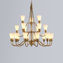 All copper American chandelier compound Villa light luxury staircase living room hotel luxury atmospheric lamps