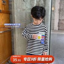 2021 new boy striped long sleeve T-shirt childrens clothing spring and autumn boys Korean top tide childrens cotton base shirt