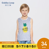 Gabriel childrens clothing summer new boys round neck striped back shirt medium and big child sleeveless T-shirt comfortable