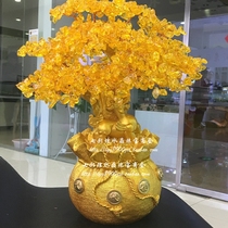 Citrine fortune tree cash cow crystal tree money bag piggy bank home feng shui jewelry small ornaments opening gifts