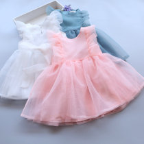 Summer new girl yarn dress Eugen yarn dress Kindergarten princess lace-up sundress festival performance skirt off code