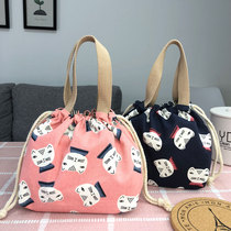 Portable drawstring bag with rice portable canvas lunch bag Japanese lunch box bag lunch bag cute cartoon rice bag bag bag