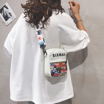 ins net red packets bags womens new 2021 cartoon canvas slanted chic original sleeping student cute mini-bag tide