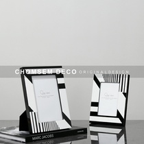 Simple modern black and white striped geometric photo frame creative soft decoration Home desktop picture frame model room decoration