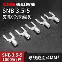 National standard red copper SNB3 5-5 brass wire nose end U-shaped Press wire bare wire ear solder joint cold press terminal