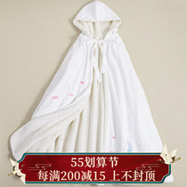 Fairy Crane-Chinese Style China Wind Cape-Ancient Wind Hanfu Embroidery External Cloak Dresses Autumn winter thickened with velvety white warmth
