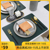 High-grade placemats leather waterproof and oil-proof disposable bowl mats anti-scalding cutlery mats for household light luxury heat insulation Nordic table mats