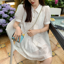 In momo (small tea private clothes) retro lantern sleeve shirt doll skirt womens summer New loose skirt