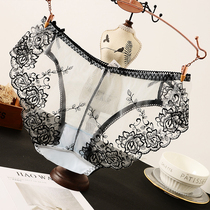 Underwear Girl Embroidery Lace Sexy Girls Cute Low Waist Mesh Yarn Transparent Girls Triangle Fashion Metropolitan Golden Rose