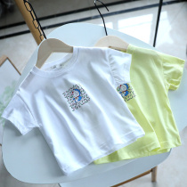 Clear cabin subsection short sleeve T-shirt male and female child half sleeve blouse baby summer dress blouse child thin undershirt 1315