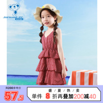 Real Vis Girl 2022 Spring Summer New Female Great Boy Wave Dot harnesses Sling Cake dress LM