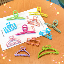 New Korean version of simple geometric metal hairclip female candy color grab clip back of head shark clip bath hair accessories