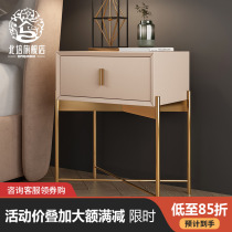 Solid Wood bedside table flannel INS bedside cabinet simple modern bedroom stainless steel light luxury bedside table