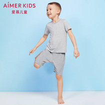 aimer kids love children angel modal short sleeve home suit set AK243Y91