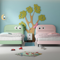 Love to enjoy creative cartoon children bed boy bed 1 2 meters Youth Net Red Girl single bed 1 2M leather bed