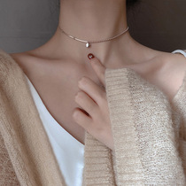 Lucky Bean letter necklace female ins cold wind neck chain simple short choker r neck chain