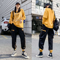 Casual fashion suit womens 2020 autumn and winter new Korean version trend loose sweater trendy overalls foreign style two-piece set