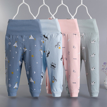 Female baby High waist protection belly pants baby autumn pants cotton thin section summer mens spring autumn wire pants children inside wearing warm pants open gear