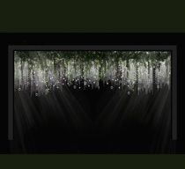 Wedding hand-painted Mori ceiling psd file layered full green crystal dream renderings design material
