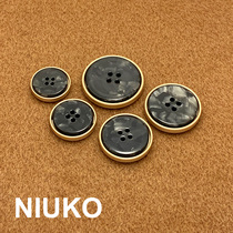 NIUKO black and white gray high-end resin beaded clothing four-eye buttons Metal larry buttons jacket custom buttons