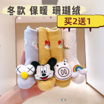 Baby socks winter thickened warm baby socks newborn coral velvet mid stockings non-slip autumn and winter cotton floor