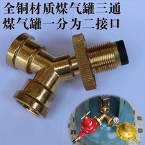 All copper gas tank pipe one-point two-way valve pipe liquefied gas tank pressure reducing valve gas ball valve with switch joint