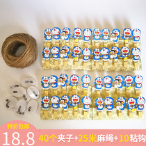 Creative cartoon hemp rope photo small wooden clip Color log color hanging photo wall Wooden photo clip 