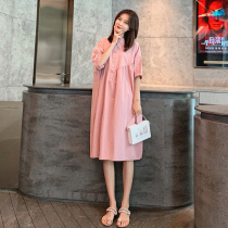 Maternity dress 2021 summer dress medium long cotton personality fashion nursing loose summer skirt hot mom tide