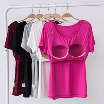 Fat mm non-steel ring one-piece underwear with chest pad plus fat increase no wear bra size womens T-shirt base shirt