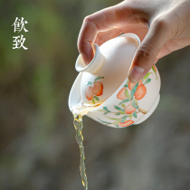 Drinking to Dehui white porcelain cover Bowl single cup high-grade thin tire hand-painted sheep jade porcelain three tea bowl is not hot