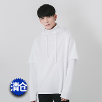 Hualun autumn and winter turtleneck sweater mens Korean version of the tide student all-match hooded pullover loose fake two-piece trend top