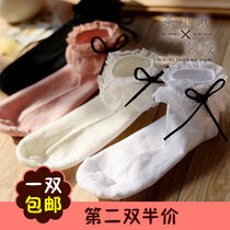 Japan Hansen department soft sister solid color cotton cute princess cute socks Lace short socks womens autumn cos non-slip