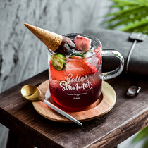 ins Wind summer glass high temperature resistant water Cup home with handcup of letter Cup cold drink Cola Juice Cup mouthwash Cup