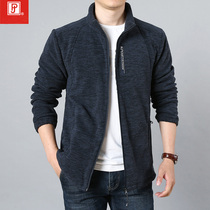  Spring new sweater mens loose stand-up collar zipper cardigan mens jacket outdoor top sports casual clothes trend