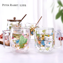 British Pidel Rabbit glass with lid Printed Cup Tea Cup fresh mug transparent cup