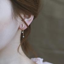 Silver Moto Home s925 Pure Silver Earrings 2020 New Tide Ear Accessories Temperament Brief Moon Inlaid Zircon Earrings Pendant Woman